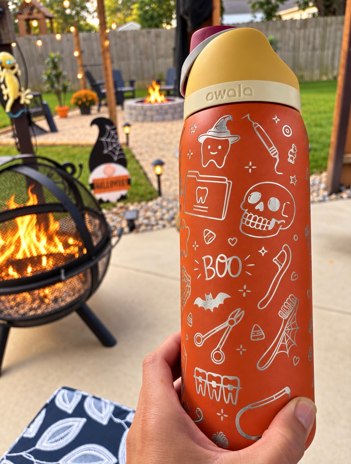 Halloween Dental Doodle Engraved Owala Tumbler 32oz