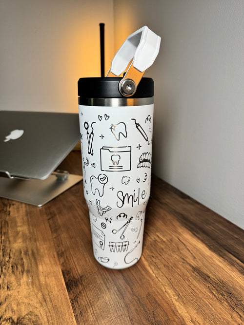Dental Doodle Engraved Stanley Tumbler - 30oz with Handle